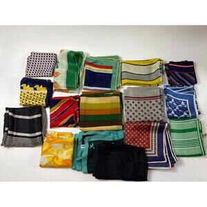 Vintage Lot Of 15  Scarves Silk Poly Acetone
